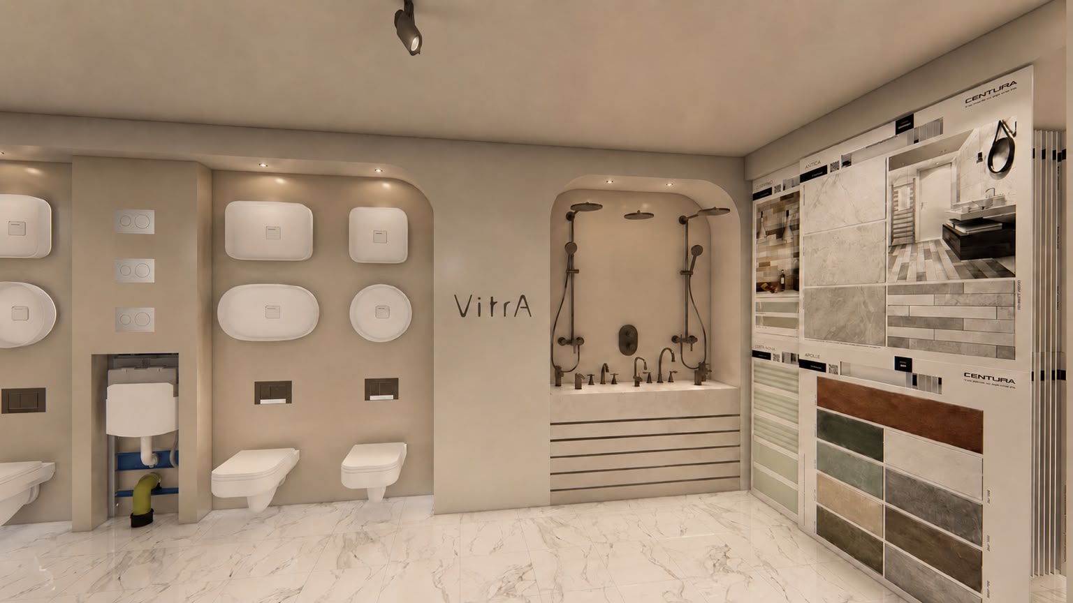 Akcanlar showroom vitrifiye sergi alanı